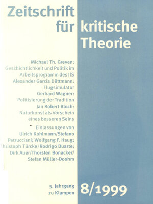 cover image of Zeitschrift für kritische Theorie / Zeitschrift für kritische Theorie, Heft 8